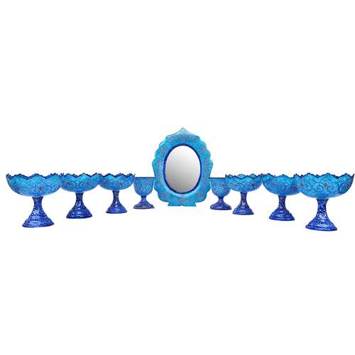 مجموعه ظروف هفت سین میناکاری 9 پارچه مدل اسلیمی