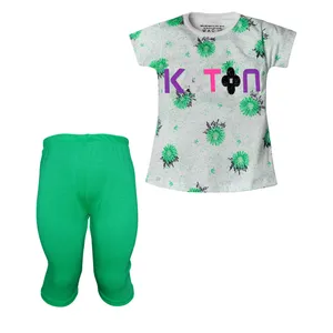 ست تی شرت آستین کوتاه و شلوارک دخترانه مدل 107