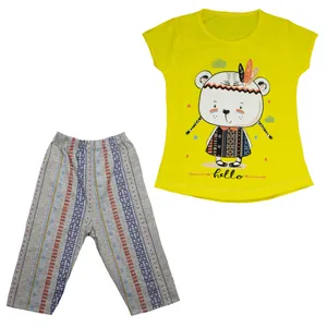 ست تی شرت و شلوارک دخترانه مدل خرسی