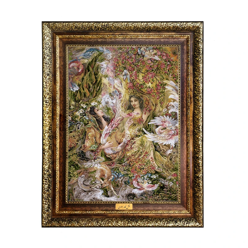 تابلو فرش ماشینی نقش نگار رضوی طرح مینیاتور کد 1501KH