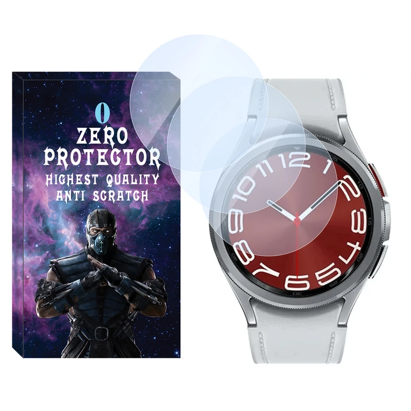 محافظ صفحه نمایش شیشه‌ای زیرو مدل SH-ZR مناسب برای ساعت هوشمند سامسونگ Galaxy watch 6 Classic 47mm بسته سه عددی