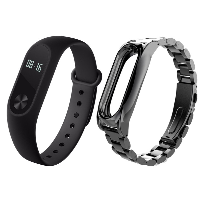 مچ بند هوشمند شیائومی مدل Mi Band 2 به همراه بند Stainless Steel سایز mm  125-165