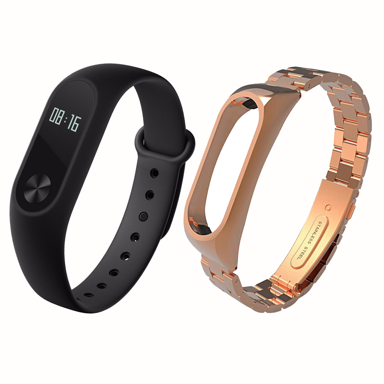 مچ بند هوشمند شیائومی مدل Mi Band 2 به همراه بند Stainless Steel سایز mm 125-165