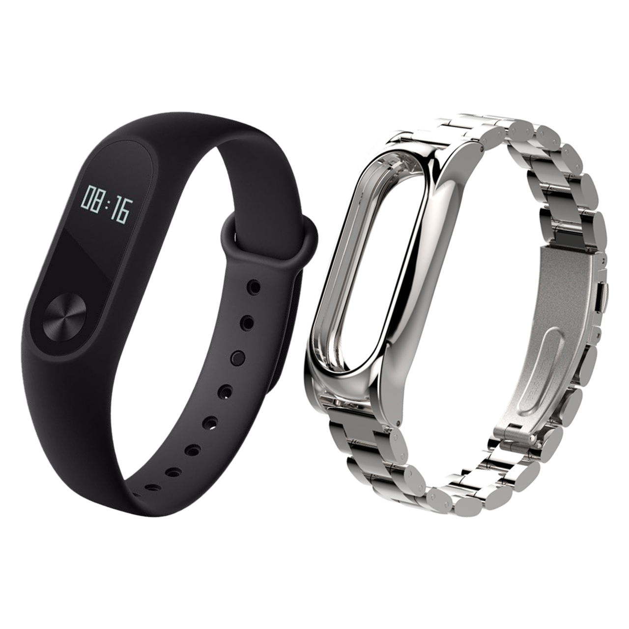 مچ بند هوشمند شیائومی مدل Mi Band 2 به همراه بند Stainless Steel سایز mm  125-165