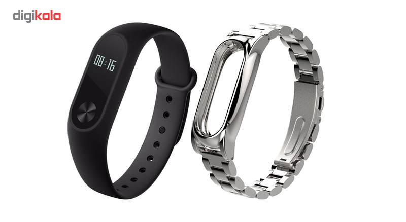 مچ بند هوشمند شیائومی مدل Mi Band 2 به همراه بند Stainless Steel سایز mm 125-165