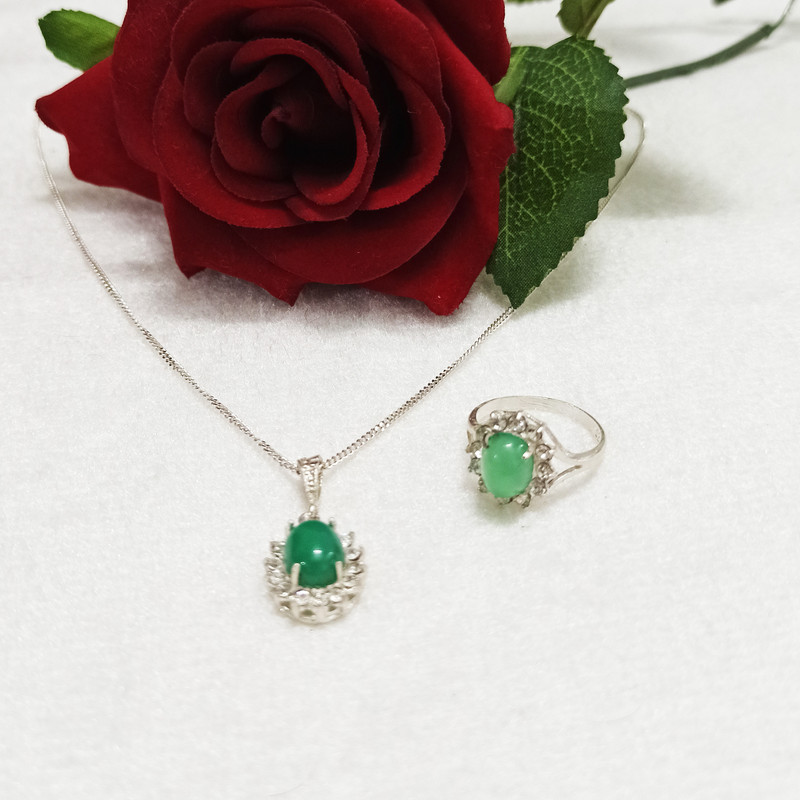 نیم ست نقره زنانه سلین کالا مدل عقیق ce-setaqigr4