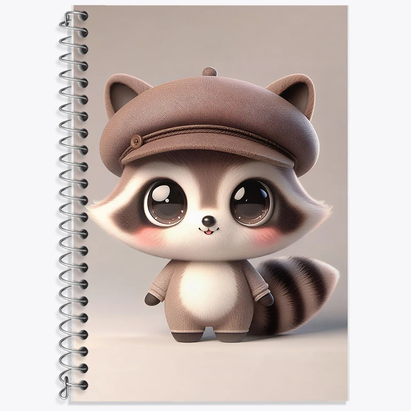 دفتر زبان 50 برگ خندالو مدل سه خط طرح راکون بامزه کد F5489