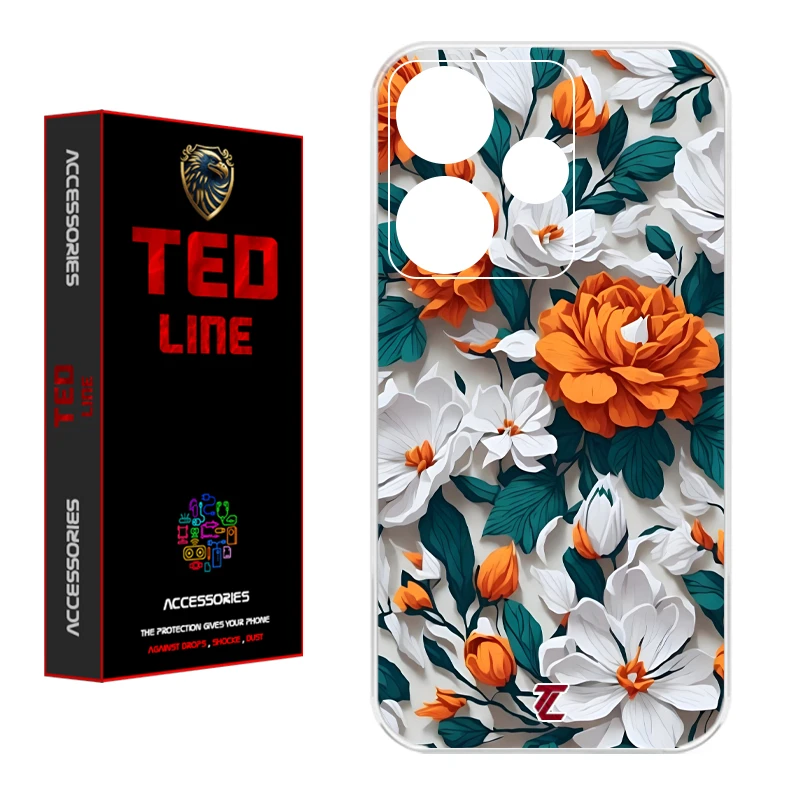 کاور تدلاین طرح گل نارنجی کد 1229 مناسب برای گوشی موبایل شیائومی Redmi 13 4G