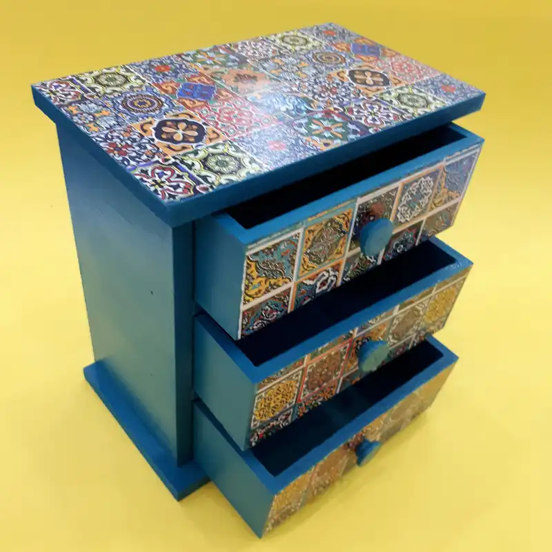 جعبه هدیه چوبی طرح کاشی کدn1716