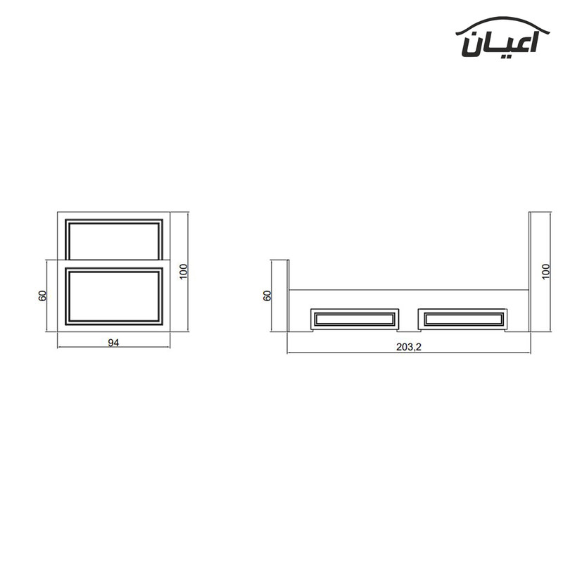 تخت خواب یکنفره اعیان مدل FH400 سایز 90x200 سانتی متر