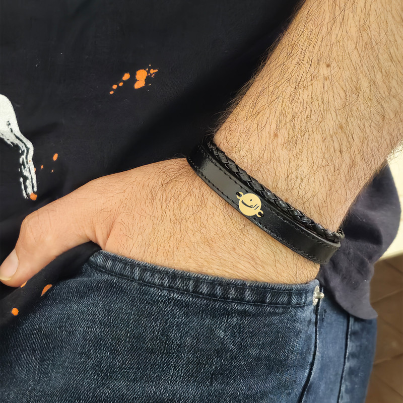 دستبند طلا 18 عیار مردانه لیردا مدل حرف الف