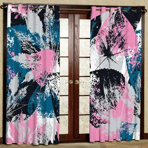 پرده مدل برگ آبرنگی مخمل پانچی کد 1123L سایز 140x280 سانتی متر