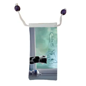 کاور عینک اطلس آبی طرح گربه مدل KE1197