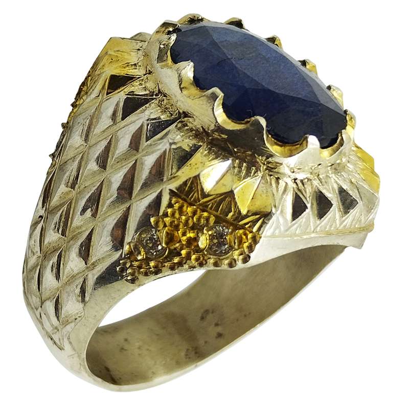 انگشتر نقره مردانه سلین کالا مدل یاقوت کبود اصل