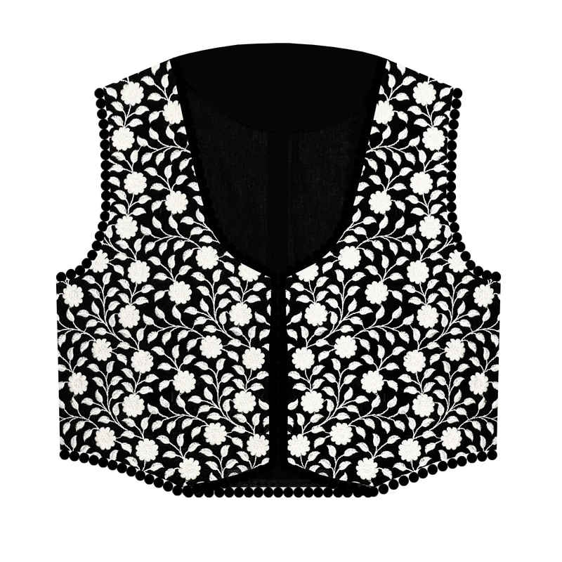 وست یقه هفت زنانه مدل مخمل گلدوزی کد AK1520