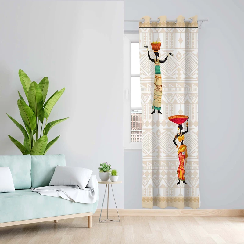 پرده طرح سیاه پوست مدل مخمل پانچی کد 5339L z سایز 140x200 سانتی متر