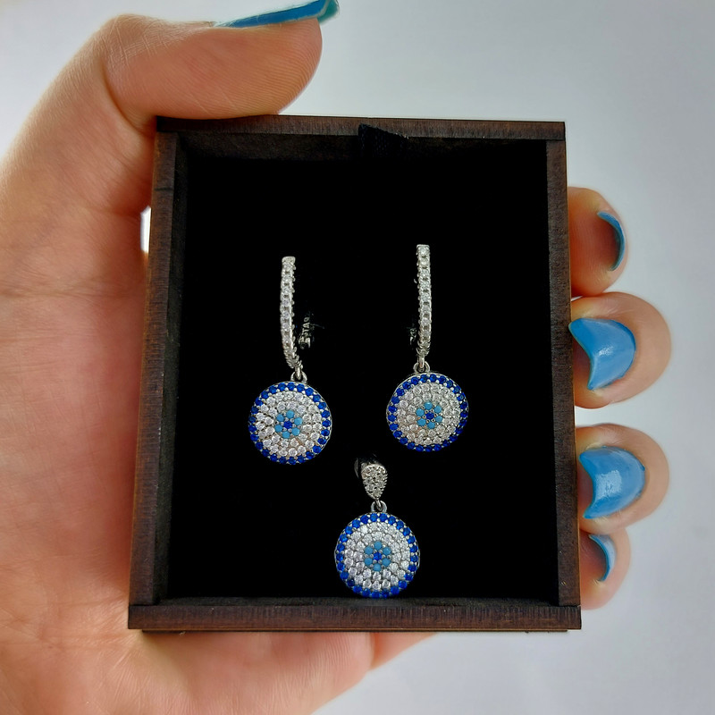 نیم ست نقره زنانه ملک زیور مدل چشم زخم کد 613 نیم ست نقره زنانه ملک زیور مدل چشم زخم کد 613