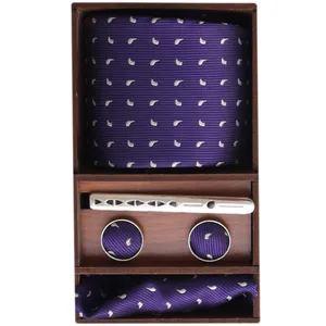 ست کراوات و دستمال جیب و دکمه سردست مردانه مدل PJ-103576