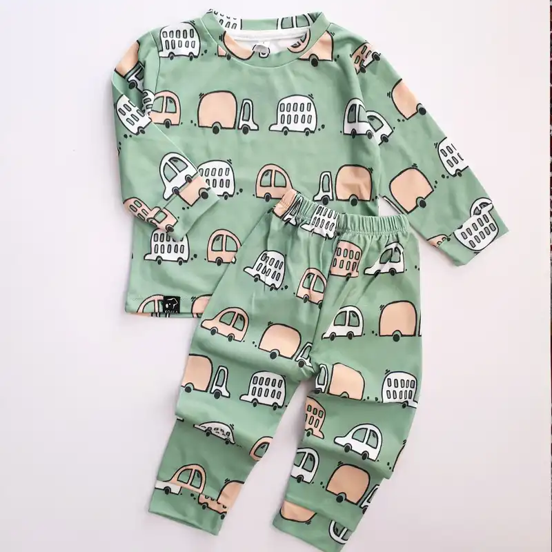 ست تیشرت آستین بلند و شلوار بچگانه مدل ماشین