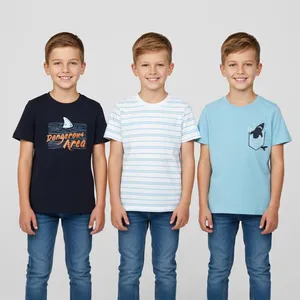 تی شرت آستین کوتاه پسرانه لوپیلو مدل  کوسه بسته 3 عددی