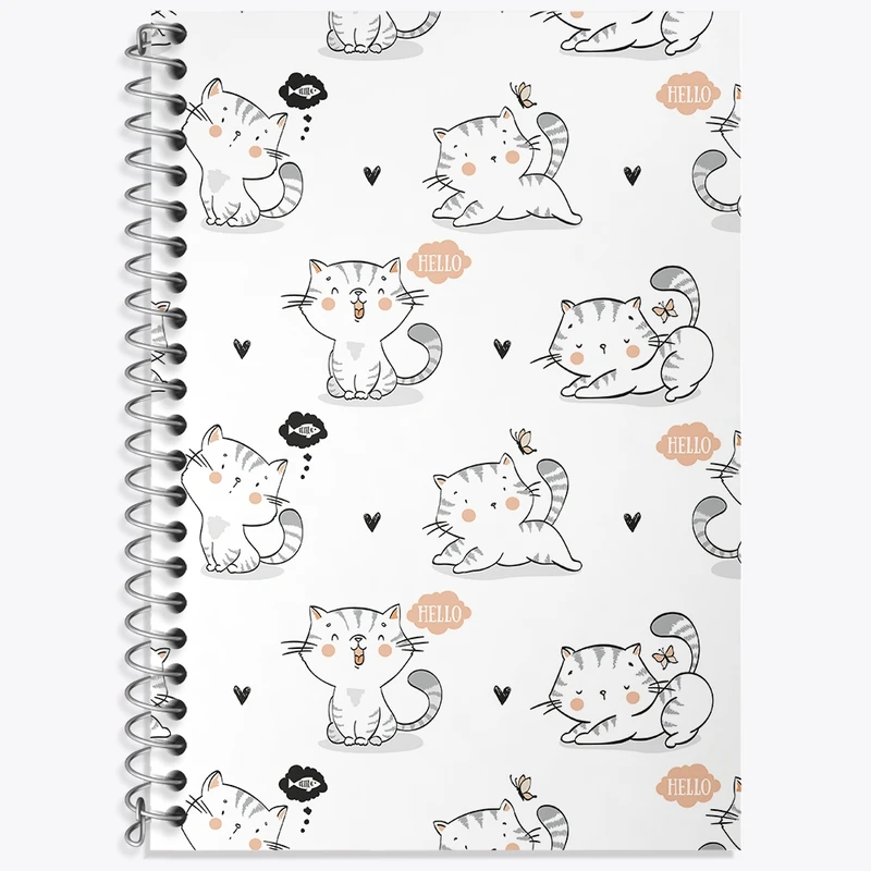 دفتر زبان 50 برگ خندالو مدل سه خط طرح گربه (Cat) کد N318