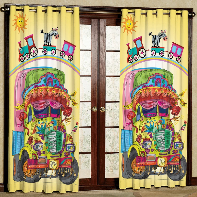 پرده مدل کارتونی مخمل پانچی کد 324L سایز 140x280 سانتی متر