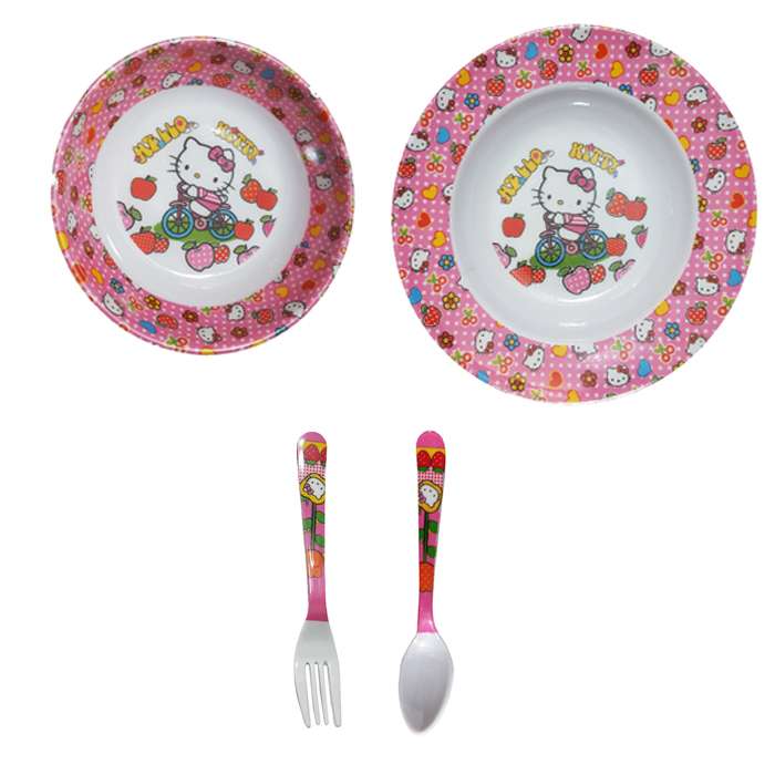 سرویس غذا خوری 4 پارچه کودک طرح کیتی کد Rbay44