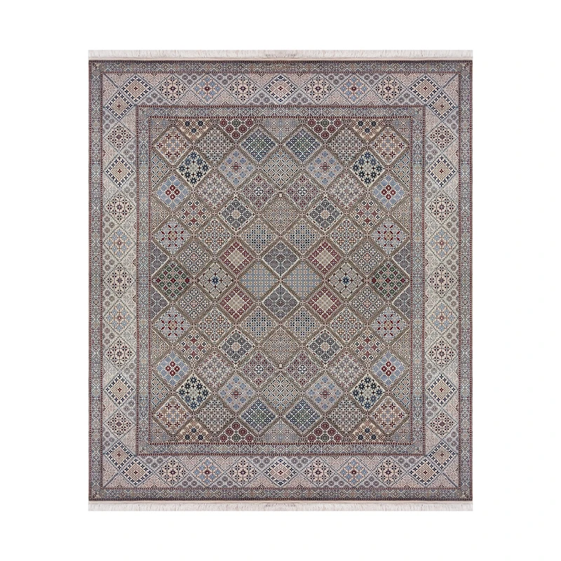 فرش دستبافت ۷.۵ متری مدل جوشقان نایین ۶لا کد 1053 زمینه کرم قهوه ای