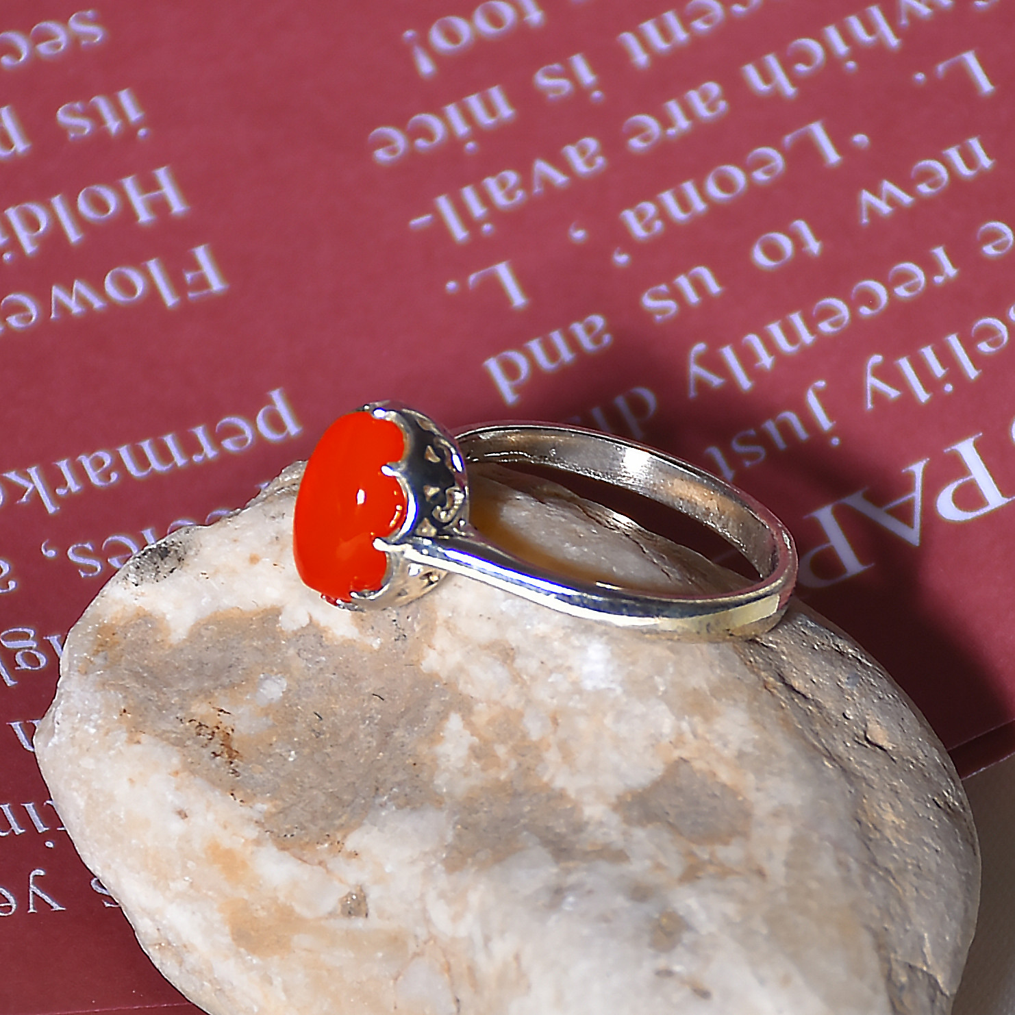 انگشتر نقره زنانه نقره جات لطفی مدل عقیق یمنی کد ANZS01E08