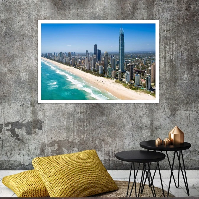 تابلو بکلیت طرح منظره گلد کوست استرالیا مدل قاب شاسی W-s8105