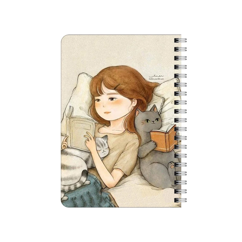دفترچه یادداشت بامبیلیپ مدل دختر و گربه ی کتابخوان کد 7529909