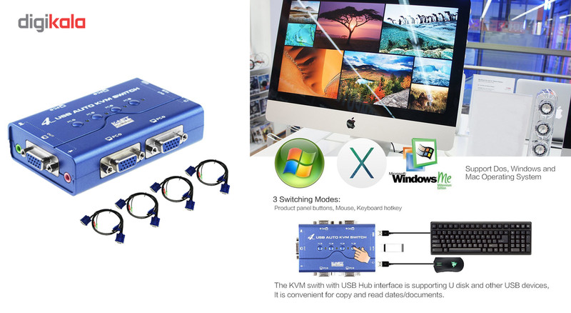 سوییچ VGA KVM چهار پورت USB کی نت پلاس مدلKPU624 3