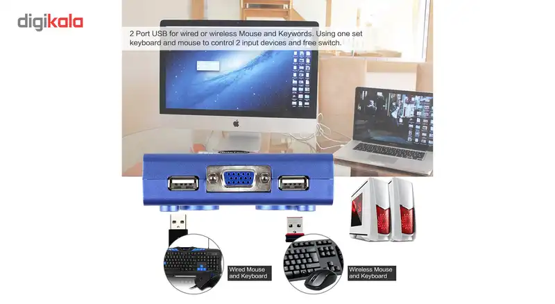 سوییچ KVM دو پورت USB کی نت پلاس مدلKPU622