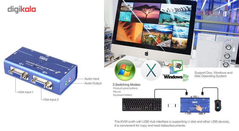 Aten CS62KM  Conmutador KM de 2 Puertos para teclado y ratón USB