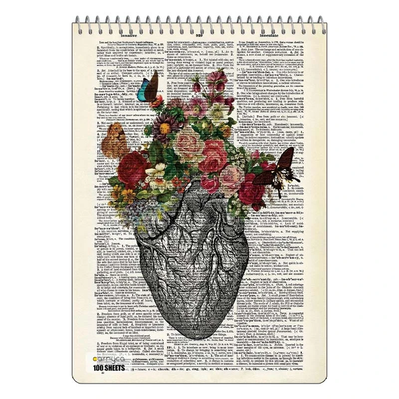 دفتر شطرنجی 100 برگ کارنیکا طرح روزنامه وینتج قلب Vintage Newspaper Heart کد 12513