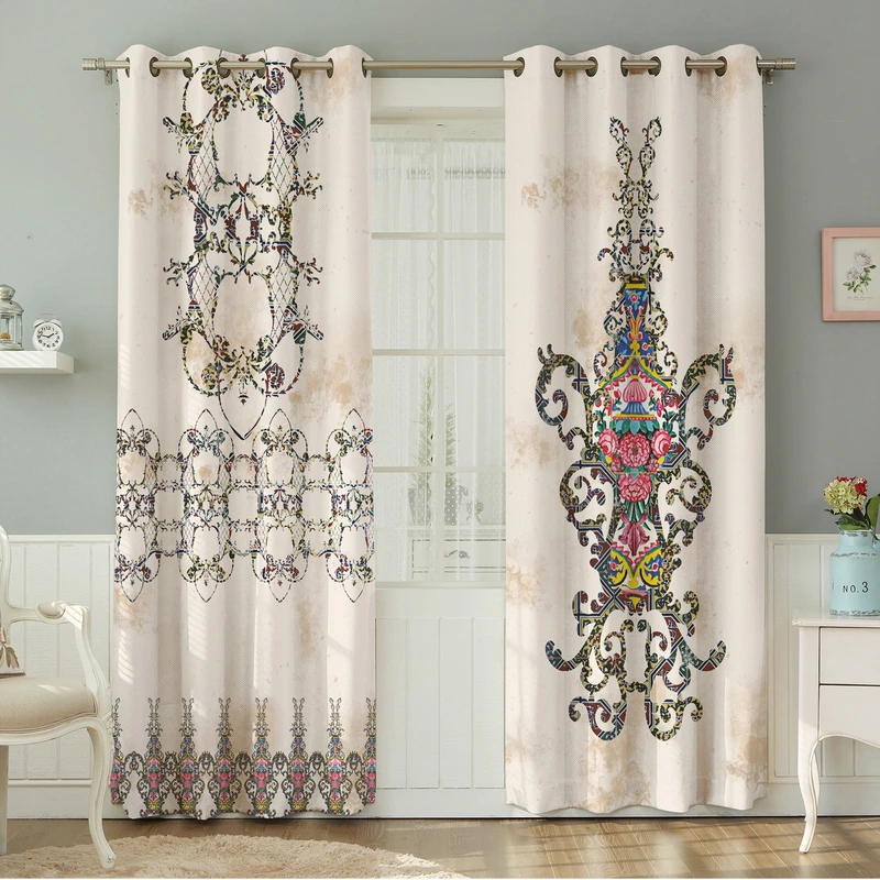 پرده نیروانا طرح   سنتی مدل هازان کد 8019 سایز 140×280 سانتی متر