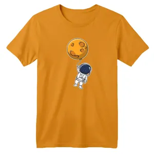 تی شرت آستین کوتاه بچگانه مدل فضانورد کد ۱ رنگ پرتقالی