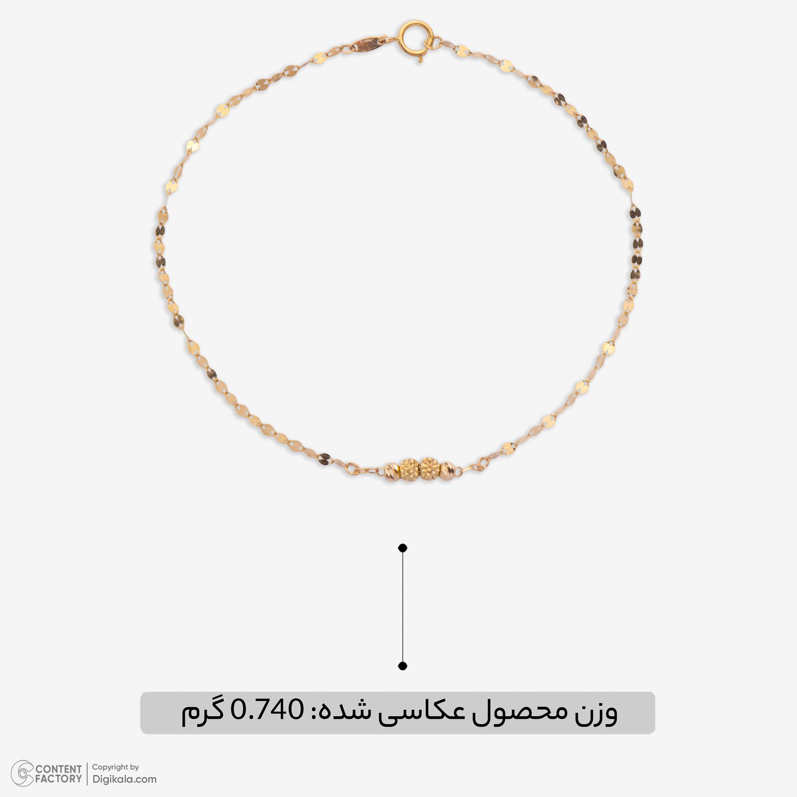 دستبند زنجیری طلا 18 عیار زنانه نگین مدل 118 -  - 6