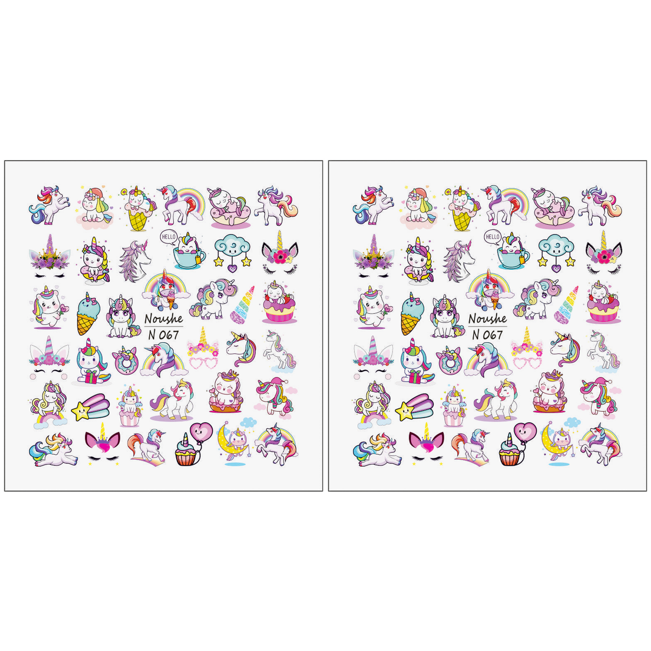 برچسب لنز ناخن نوشه مدل یونیکورن کد N067 مجموعه 2 عددی