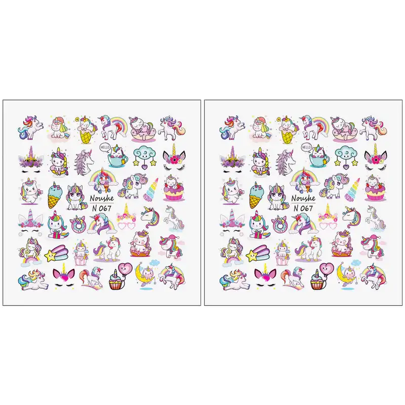 برچسب لنز ناخن نوشه مدل یونیکورن کد N067 مجموعه 2 عددی