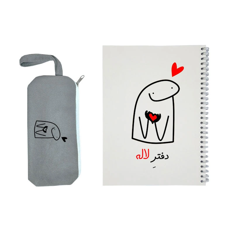 دفتر مشق 50 برگ طرح لاله به همراه جامدادی