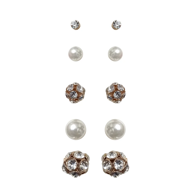 گوشواره زنانه اکسسورایز مدل میخی 5011 nitsil مجموعه 5 عددی