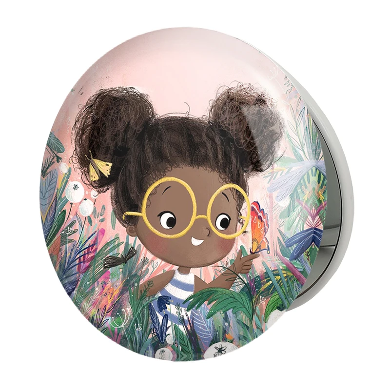 آینه جیبی خندالو طرح دخترونه مدل تاشو کد 6046 