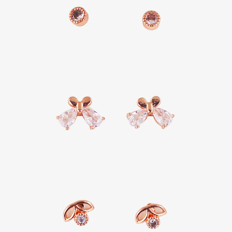 گوشواره زنانه مدل پروانه کد AAC612 بسته 3 عددی