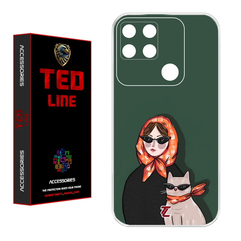 کاور تدلاین طرح دختر و گربه کد 1143 مناسب برای گوشی موبایل شیائومی Redmi 10A / 9C