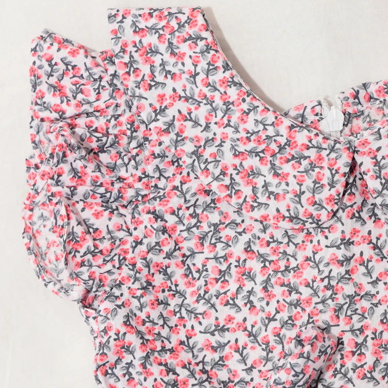 عکس شماره 6 : پیراهن آستین تا روی شانه دخترانه گنجشکک مدل پوپلین تابستانه طرح شکوفه بهار