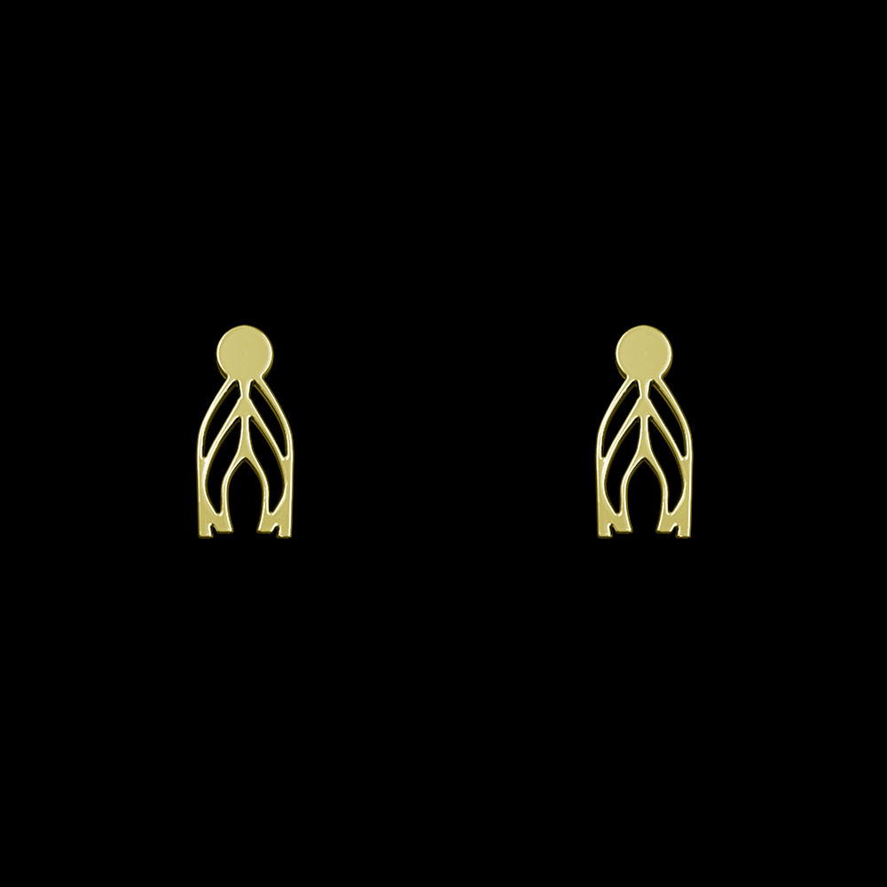 گوشواره طلا 18 عیار زنانه مدوپد مدل هندسی کد GA1-10291