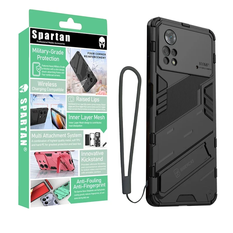 کاور اسپارتان مدل Bibercas Strap مناسب برای گوشی موبایل شیائومی Poco X4 Pro به همراه بندآویز