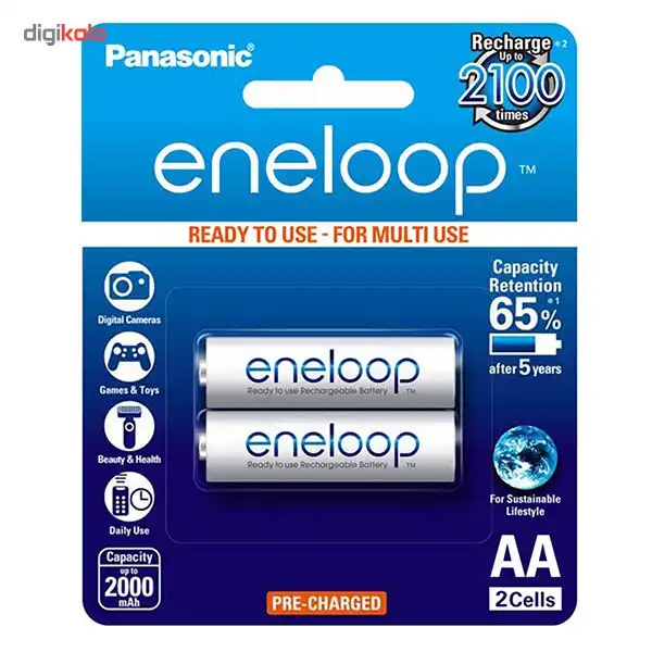 باتری قلمی قابل شارژ پاناسونیک مدل Eneloop BK-3MCCE/2BT بسته 2 عددی