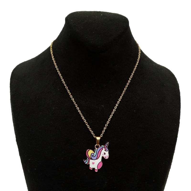 گردنبند دخترانه مدل اسب تک شاخ زیبا کد GZ-Beh-39